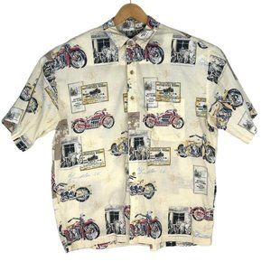 Vintage Sportif Mens L Short Sleeve Button Up Shirt Motorcycle "Rodeo" Print